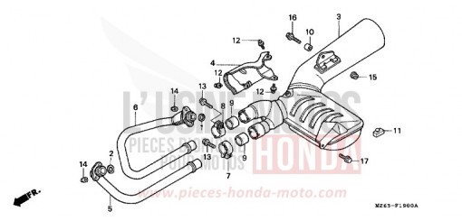 EXHAUST MUFFLER NTV650T de 1996